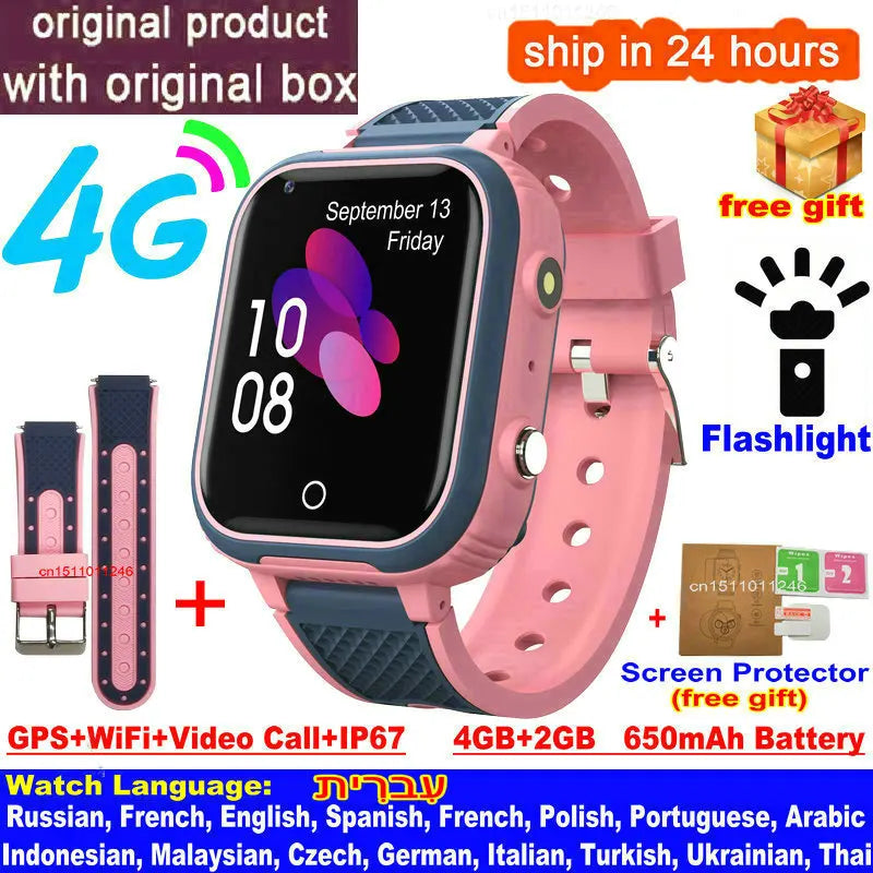 4G Kids Smart Watch with GPS, Video Call, and IP67 Waterproof