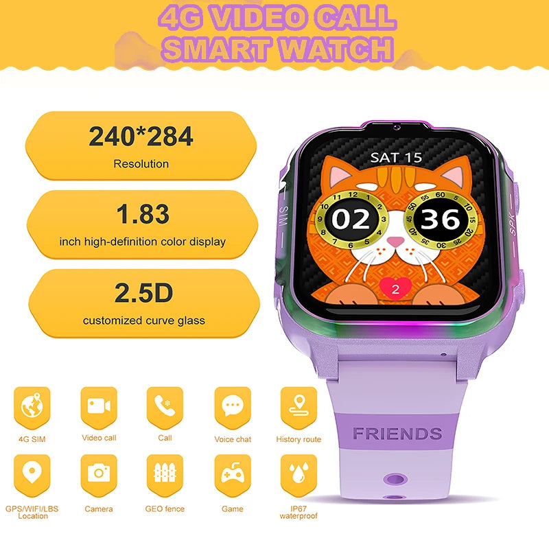 BOALZETD 4G Kids Smart Watch with GPS, HD Video Call, and SOS Features