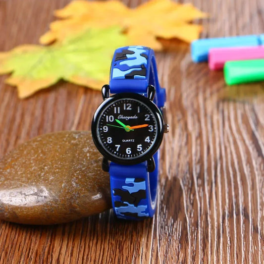 Camo Strap Cartoon Quartz Watch for Kids - Stylish and Fun