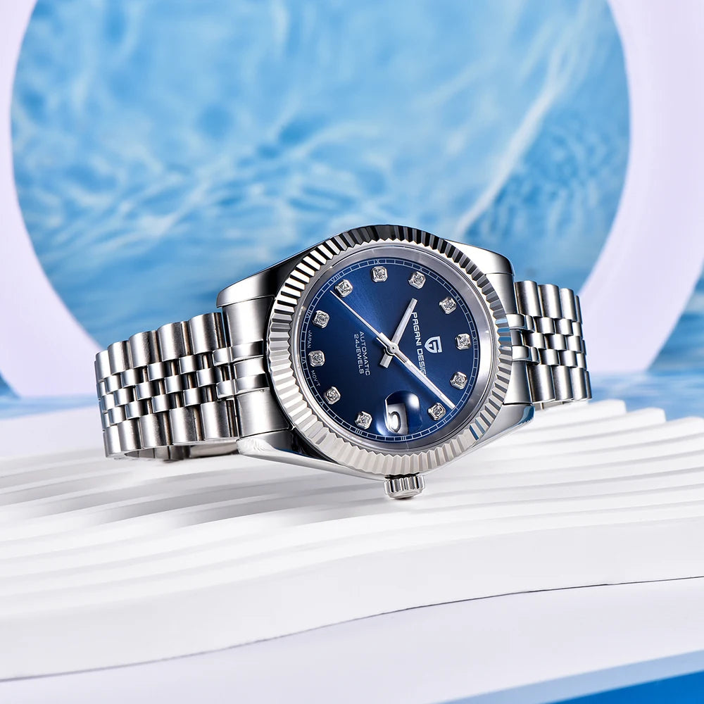 Men's 42MM Automatic Mechanical Watch with Sapphire Glass and Stainless Steel Band
