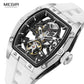 Men's Automatic Mechanical Skeleton Watch with Stainless Steel Case and Silicone Band