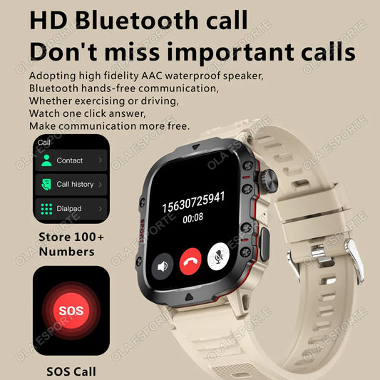Strap Wise Military Smartwatch with GPS, Waterproof Fitness Tracker, and Bluetooth Calling