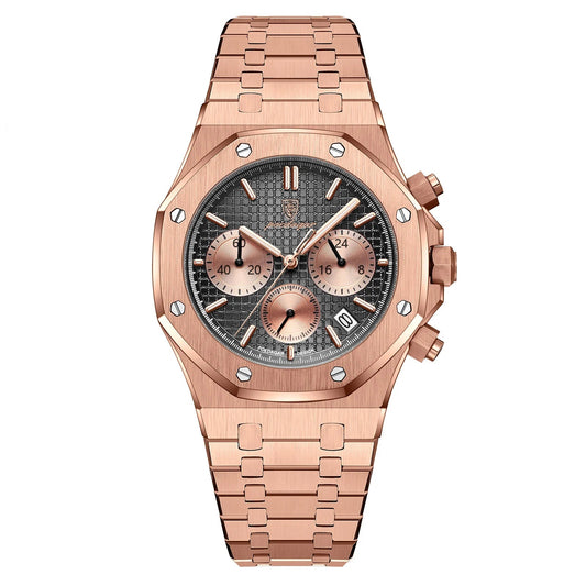 Luxury Men's Stainless Steel Chronograph Watch - Waterproof & Luminous