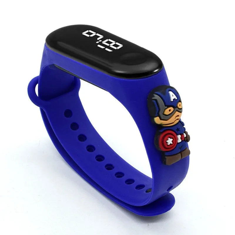Marvel Cartoon Digital LED Watch for Kids - Rubber Band, Touch Screen