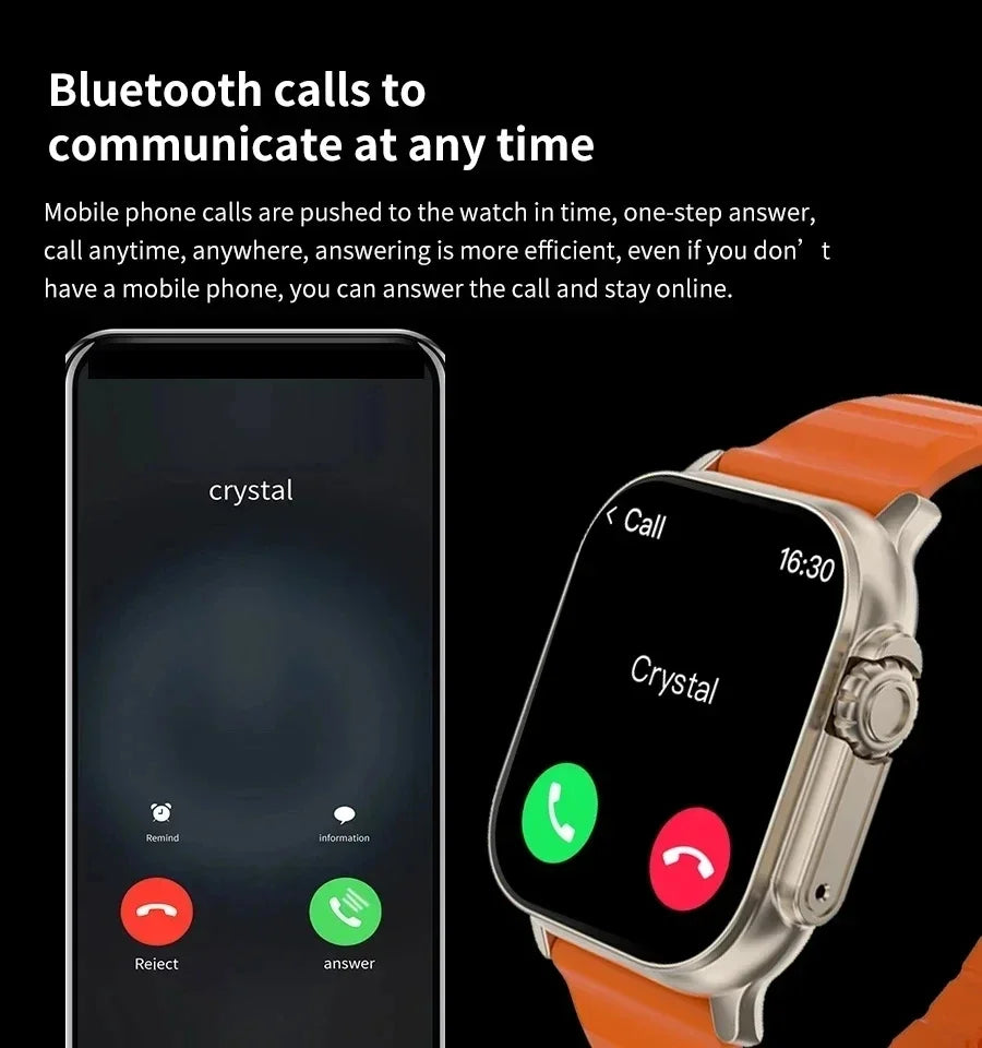 Strap Wise T800 U2 Smart Watch - 49mm Bluetooth Call & Music, Wireless Charging