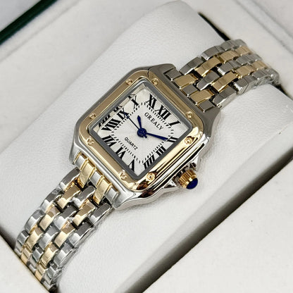Luxury Square Ladies Quartz Watch with Alloy Strap