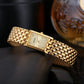 Luxury Gold Square Women's Quartz Watch - Elegant Stainless Steel Design