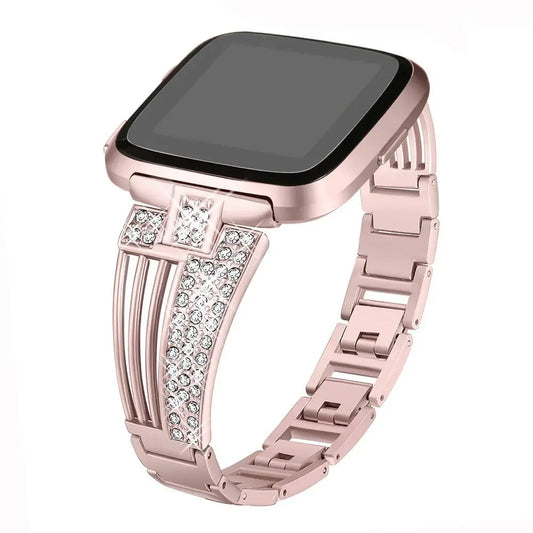 Fitbit Versa 2/Versa Lite SE Compatible Sector-Inlaid-Diamond Wristband Alloy Metal Motorcycle Electronic Accessories