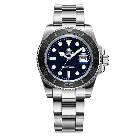 Luxurious Men's Luminous Quartz Diving Watch - 20 Bar Waterproof Stainless Steel