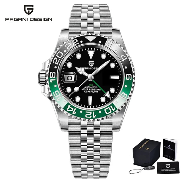 40MM Luxury Men’s Automatic GMT Mechanical Wristwatch with Waterproof Features