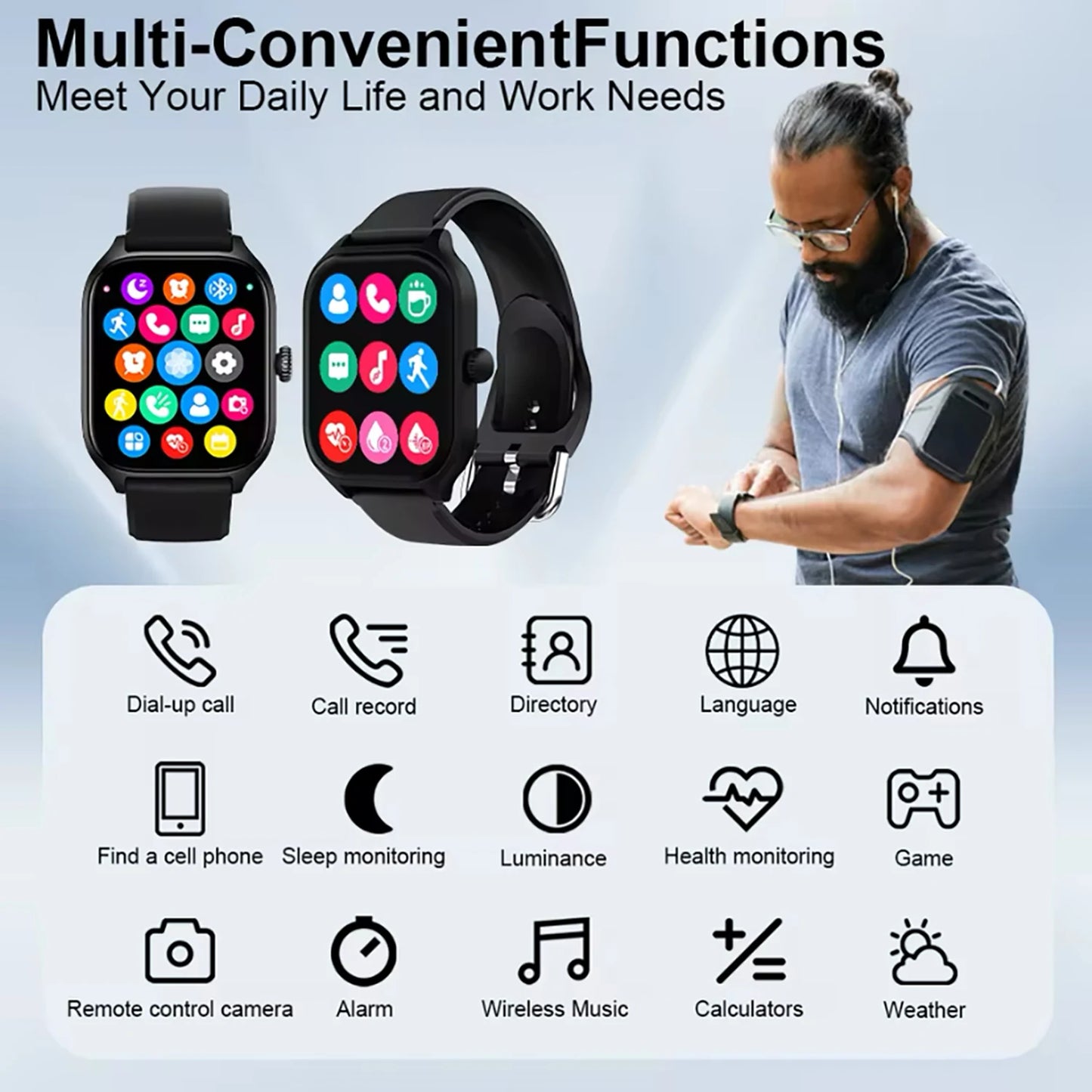 Strap Wise Blood Glucose Smart Watch with HD Screen and Heart Rate Monitoring