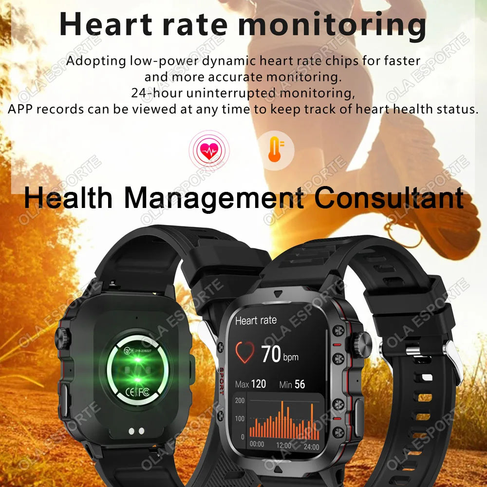 Strap Wise Military Smartwatch with GPS, Waterproof Fitness Tracker, and Bluetooth Calling