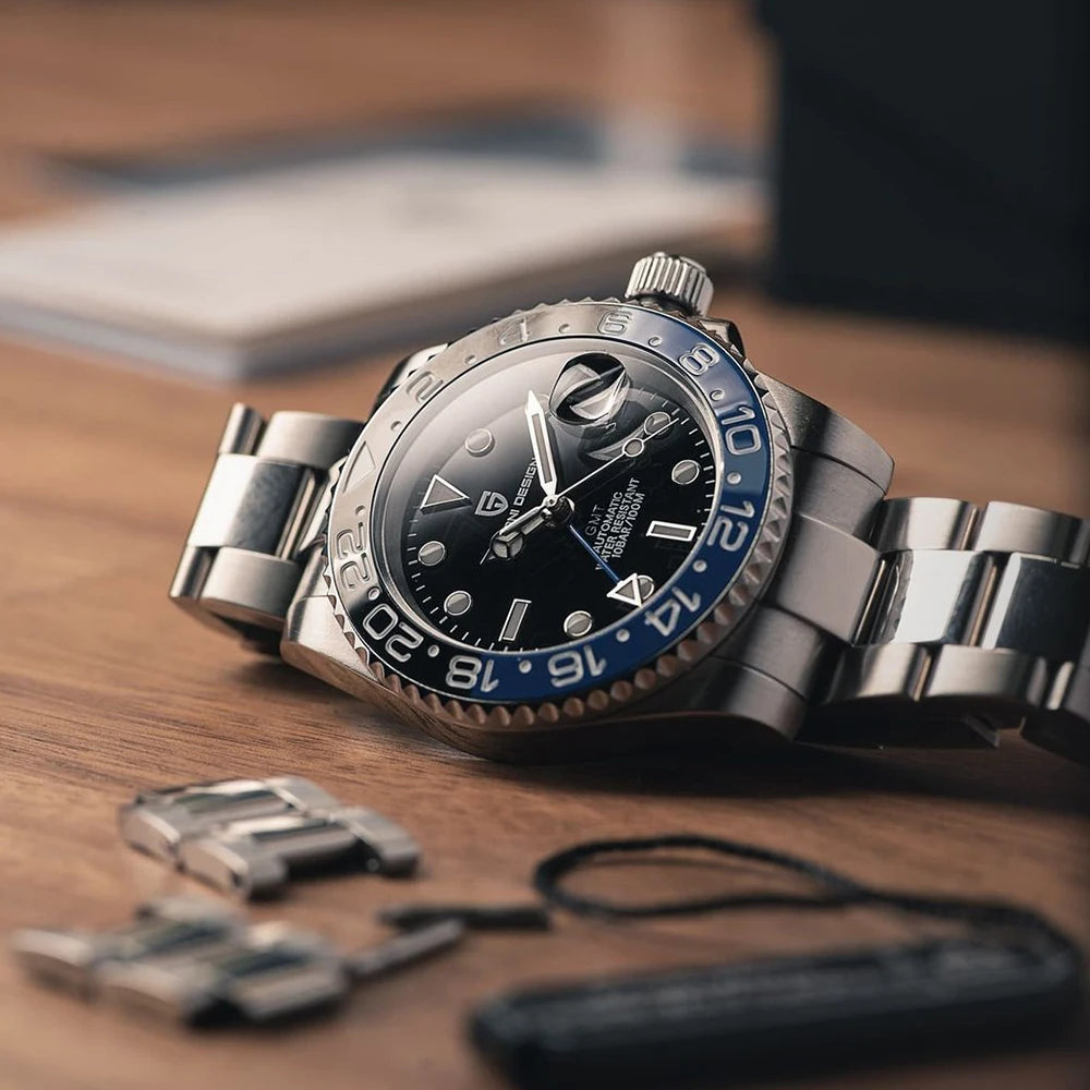 40MM Luxury Men’s Automatic GMT Mechanical Wristwatch with Waterproof Features