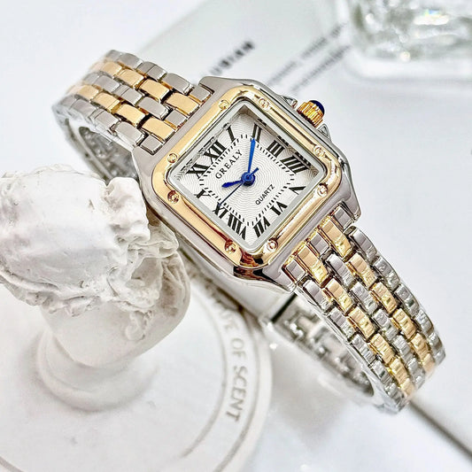 Luxury Square Ladies Quartz Watch with Alloy Strap
