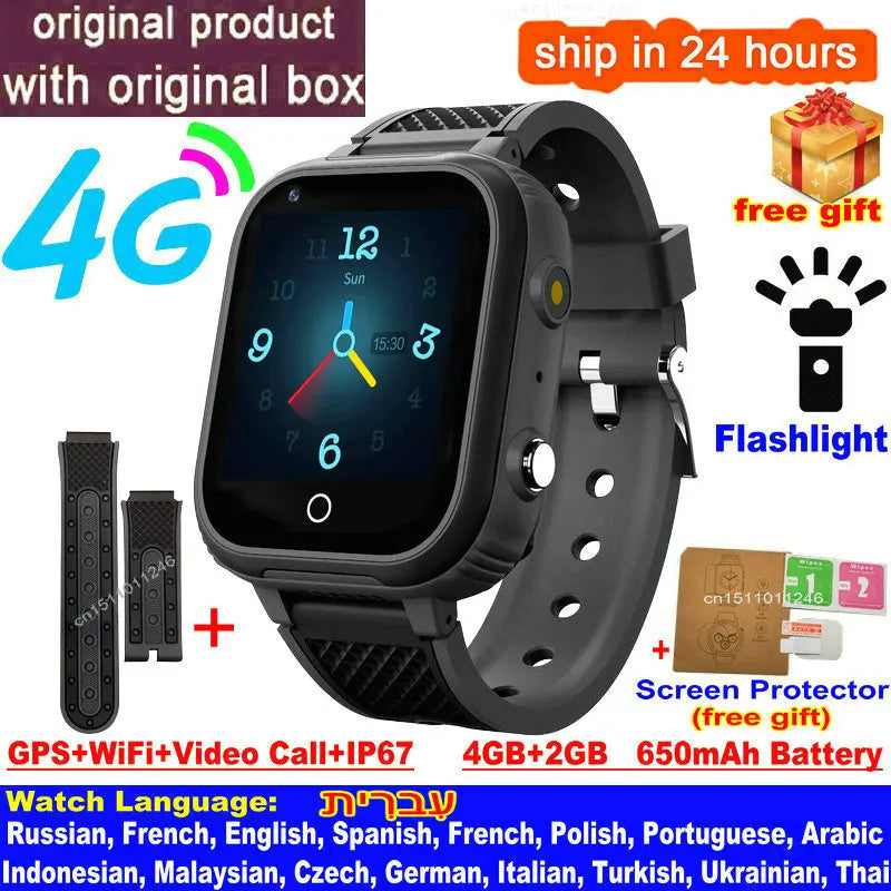4G Kids Smart Watch with GPS, Video Call, and IP67 Waterproof