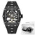 Men's Automatic Mechanical Skeleton Watch with Stainless Steel Case and Silicone Band
