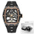 Men's Automatic Mechanical Skeleton Watch with Stainless Steel Case and Silicone Band