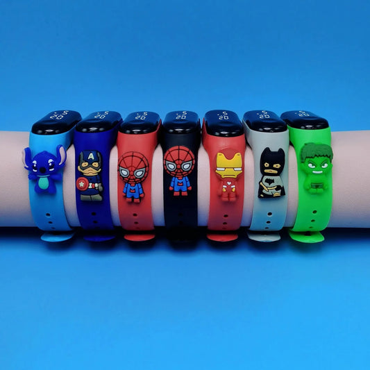 Marvel Cartoon Digital LED Watch for Kids - Rubber Band, Touch Screen