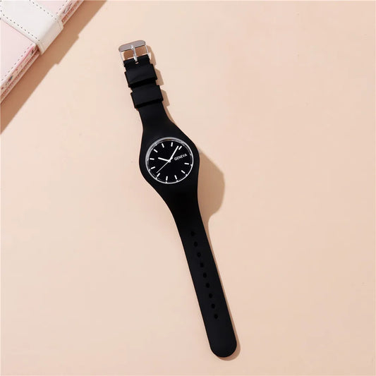 Big Dial Kids Quartz Watch with Silicone Strap for Boys and Girls