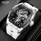 Men's Automatic Mechanical Skeleton Watch with Stainless Steel Case and Silicone Band