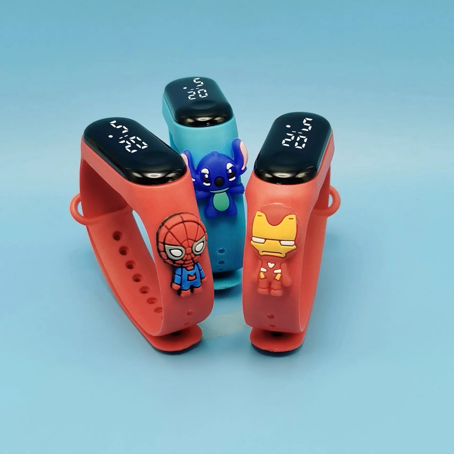Marvel Cartoon Digital LED Watch for Kids - Rubber Band, Touch Screen