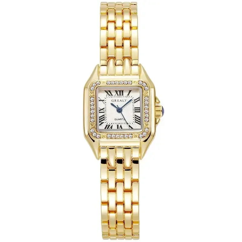 Luxury Square Ladies Quartz Watch with Alloy Strap