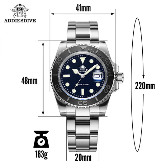 Luxurious Men's Luminous Quartz Diving Watch - 20 Bar Waterproof Stainless Steel