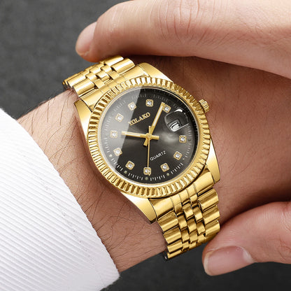 Luxury Quartz Business Watch for Men and Women with Rhinestones