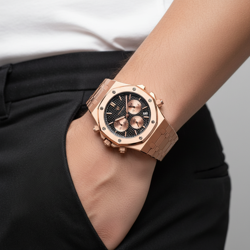 Luxury Men's Stainless Steel Chronograph Watch - Waterproof & Luminous